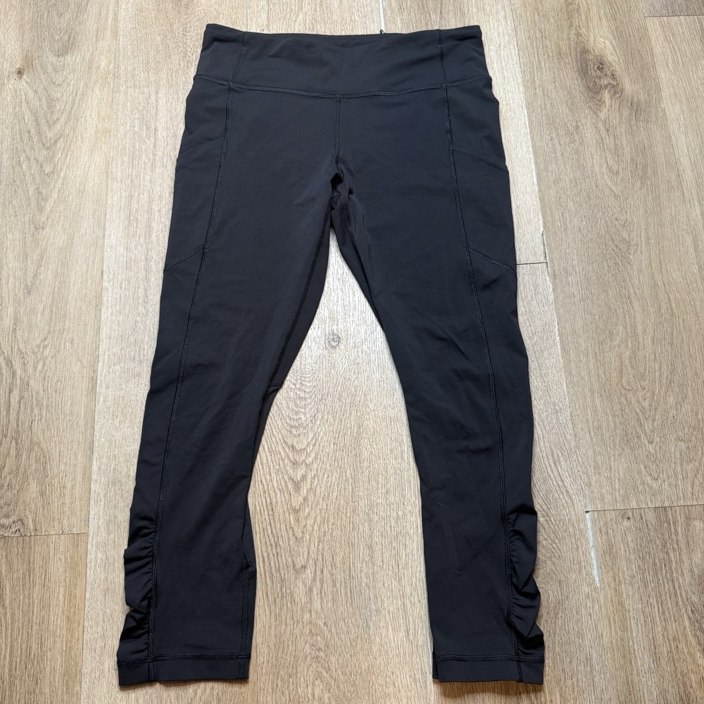 Lululemon Speed Up Crop Leggings Womens 8 Black Luxtreme Running Pockets